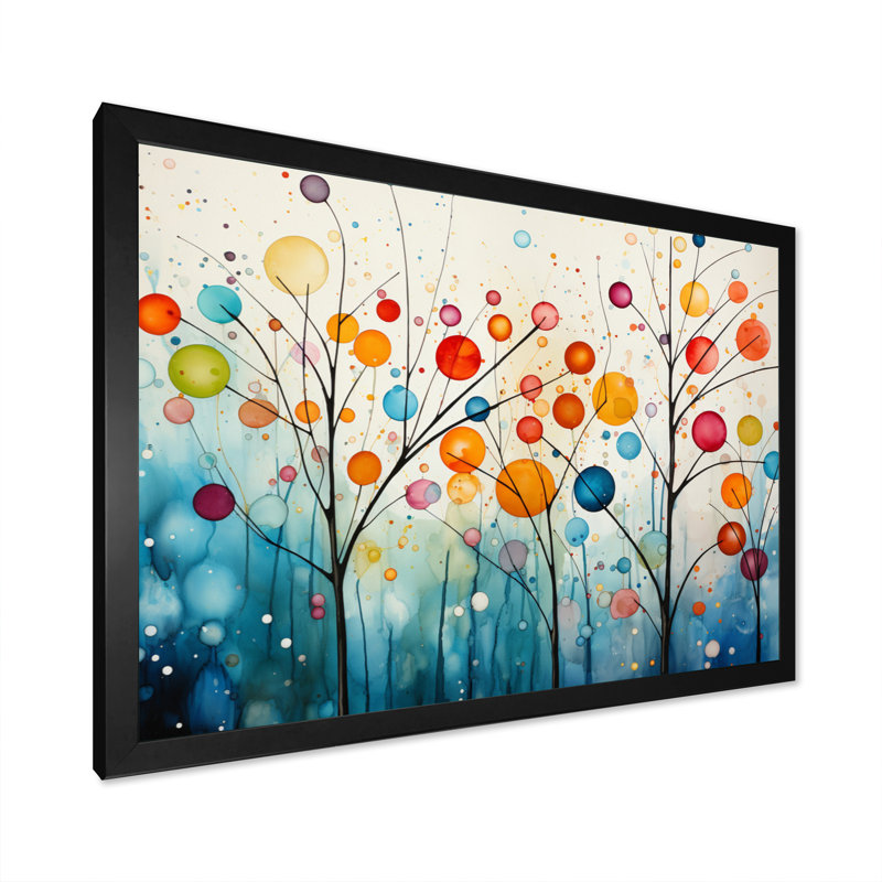 Teal Mid Century Retro Reflections - Abstract Midcentury, art mural encadré, Cadre photo unique, H 34 po x l 44 po, Black
