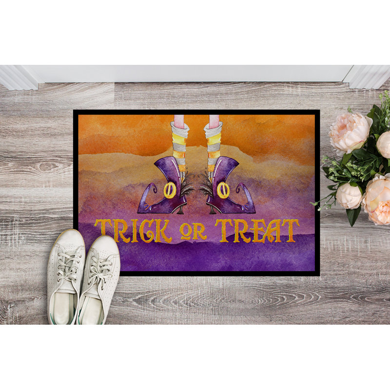 Eila Non-Slip Halloween Outdoor Doormat, Rectangle 1'6 x 2'3"