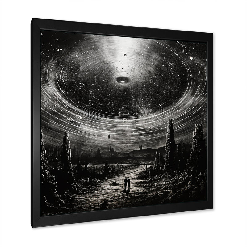 Minimalisme, science-fiction, ovni - impressions sur toile, Cadre simple noir, H 30 po x l 30 po x P 1 po