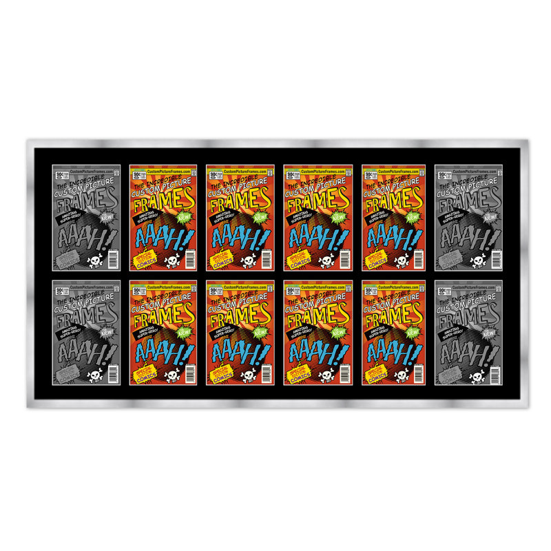 Wood Picture Frame with Mat, Black/Silver, 6.875" x 10.5"