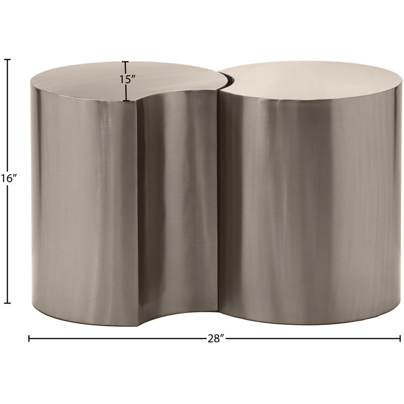 Ismah Iron Top End Table Set, Silver, 16" H x 28" W x 15" D