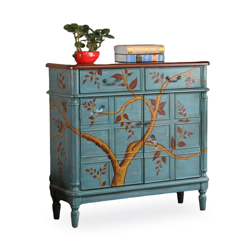 Banc de rangement bleu en bois manufacturé, H 39,37 po x l 39,37 po x P 13,39 po