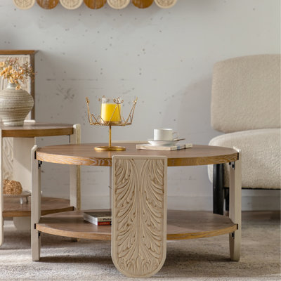 Table basse de style rétro Palace avec rangement à deux couches, bout en bois massif pour les petits espaces, design exquis et assemblage simple dans les salons latéraux avec rangement double, cadre, charme rétro