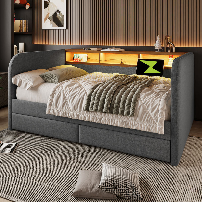 Upholstered Linen Daybed, Grey