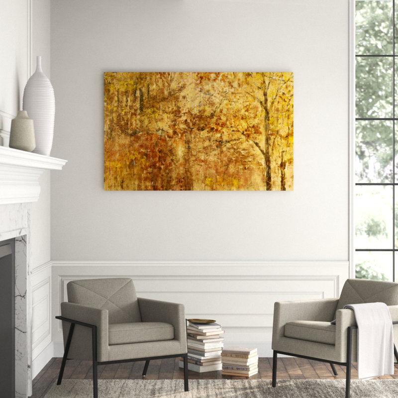 Gold Wind Fall Painting, 47" H x 74" W, Knife Gel