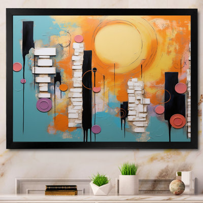 «Colorful Orange and Blue Play Forms I», art mural géométrique