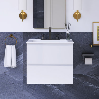 24 po Meuble-lavabo mural à simple cuve W