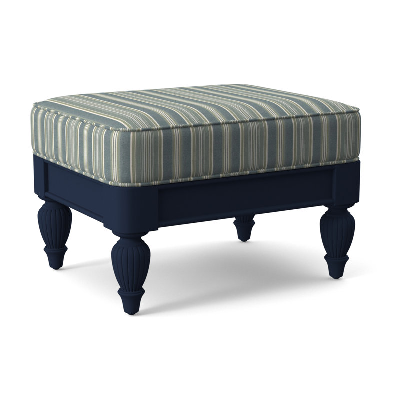 Grand View Ottoman, Java Finish, Green and Blue Stripe; 0252-54