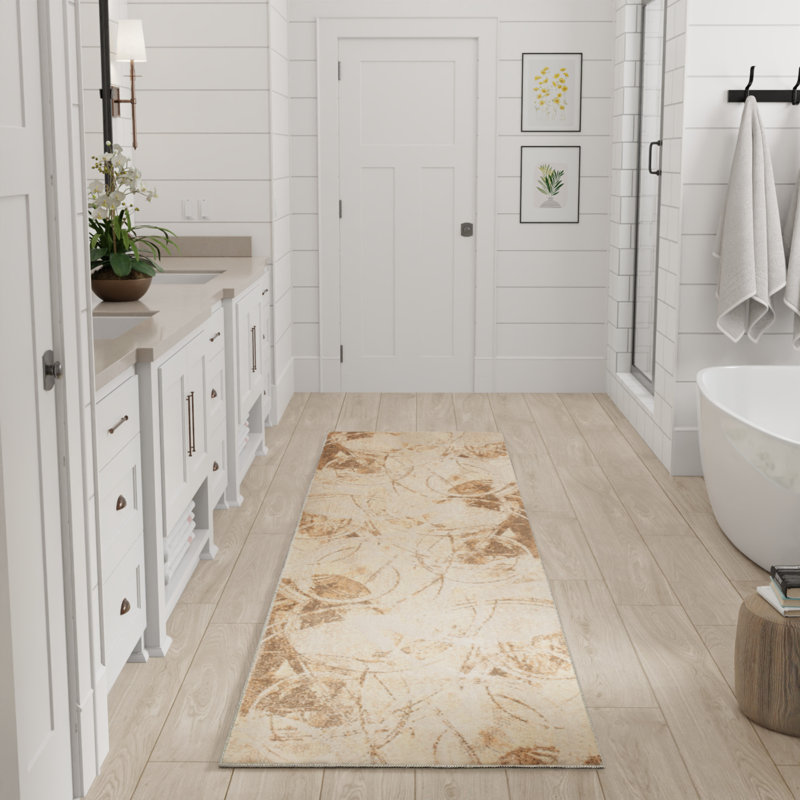 Astra Machine Washable Beige Modern Indoor Rug, Runner 2' x 6'