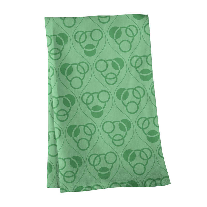 Torchon Circles and Waves, Vert, Croisé en coton