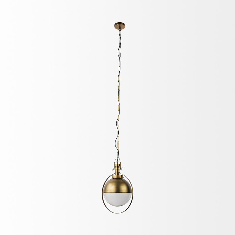 Luminaire suspendu sphère 1 lumière Mcgouver, Or antique