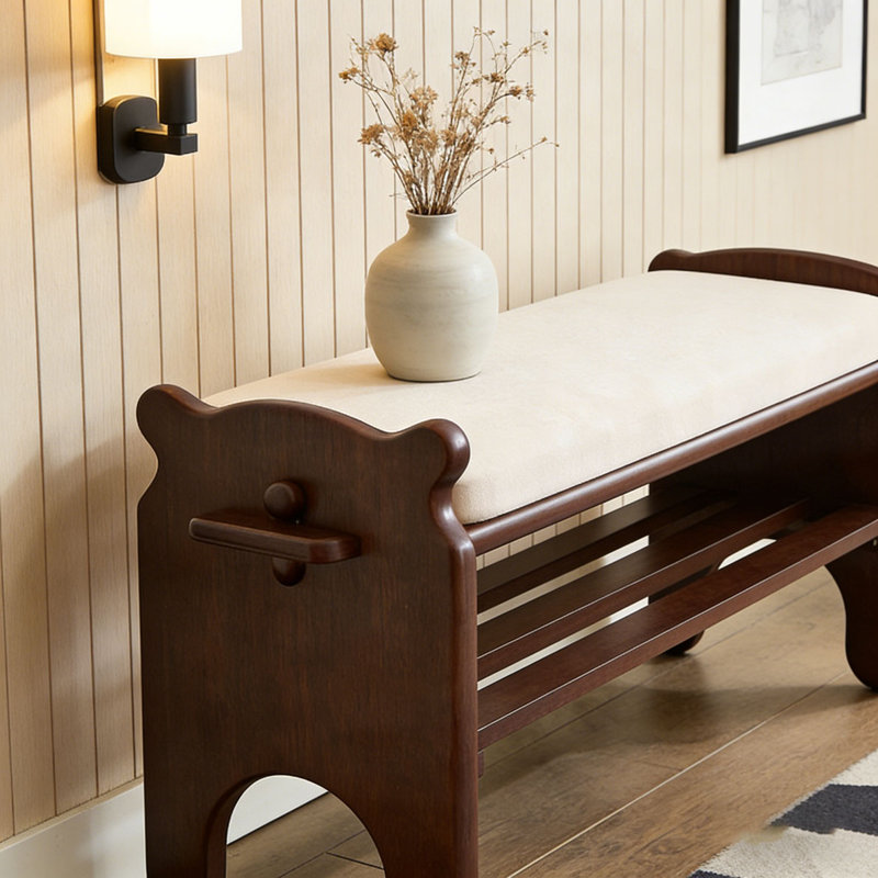 2-Tier Wooden Entryway Bench