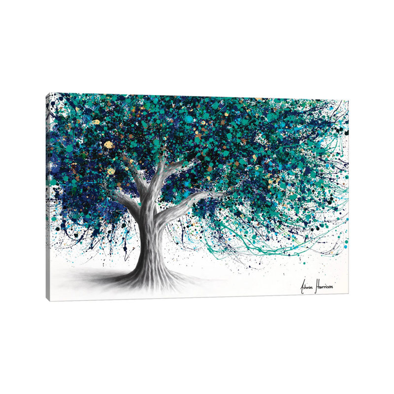 Peacock Park Tree - Giclée sur toile tendue avec châssis, H 12 po x l 18 po