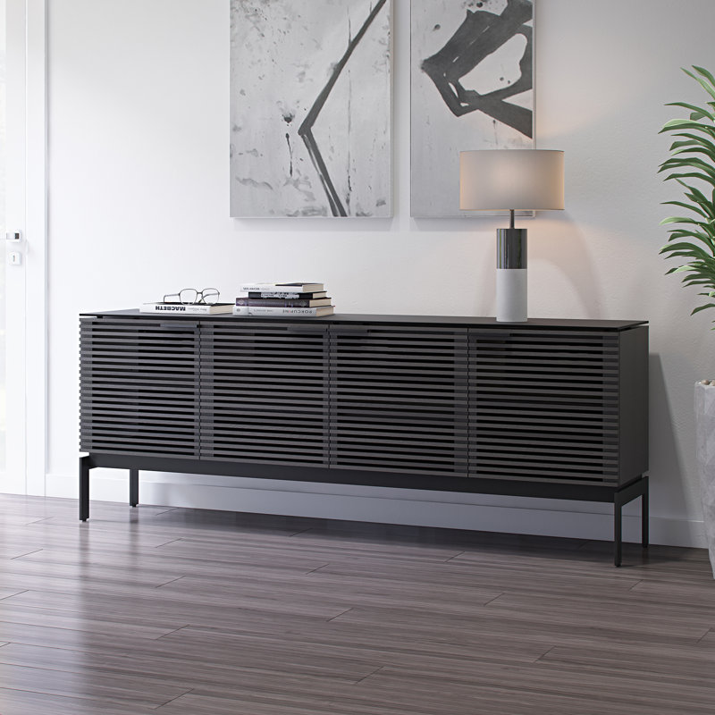 Corridor Unfinished TV Stand for TVs up to 88", Charcoal Stained Ash