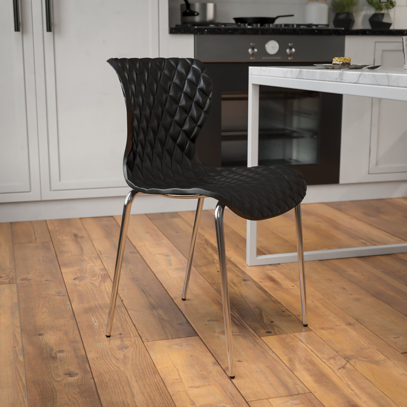 Lowell Contemporary Design Plastic Stack Chair, Black, 1