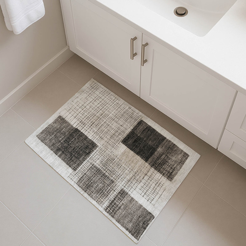Premium Machine Washable Mayfield Geometric Rug, 1'8" x 2'6", Ivory