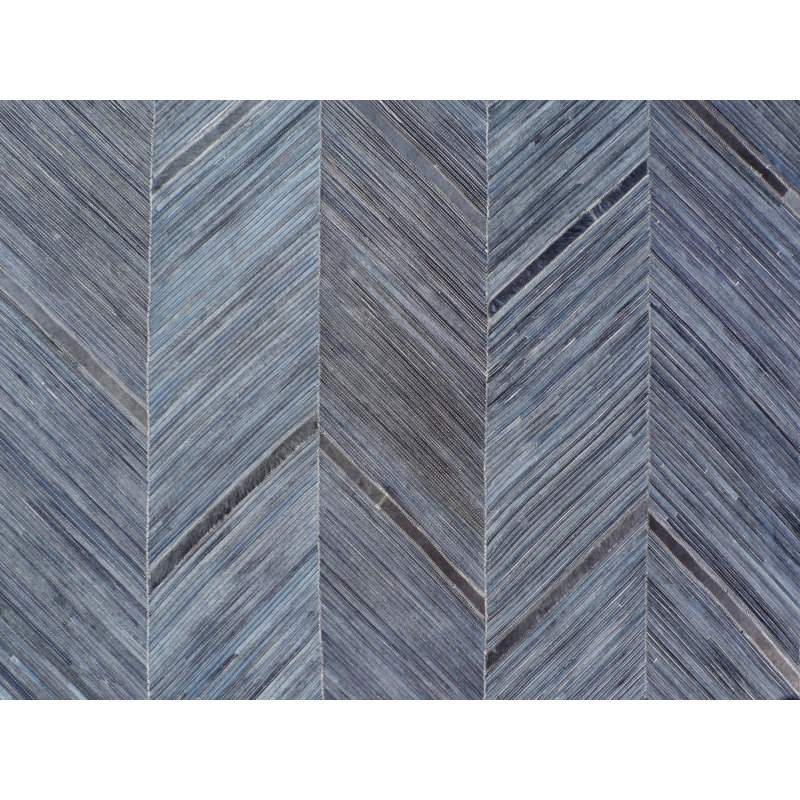 Natural Hide Hand Woven Cowhide Chevron Area Rug, Rectangle 9'6" x 13'6"