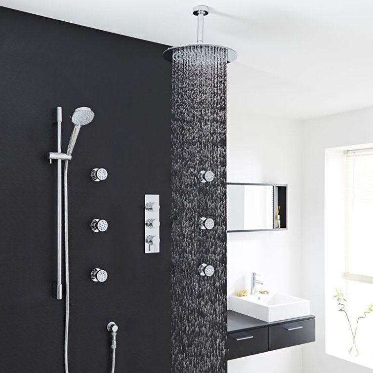 Mugla Thermostatic Ceiling Shower Set with Multiple Jets and Rainfall Head