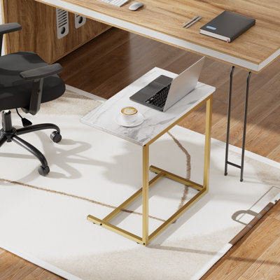 Gilsum C-Table End Table with Solid Wood Top and Steel Base