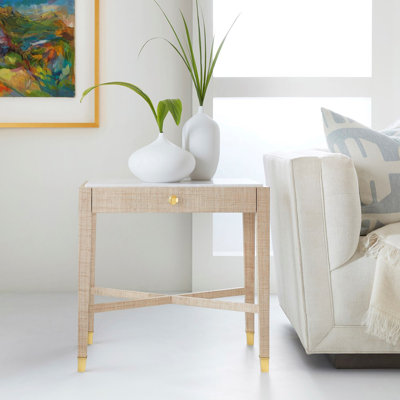 Palmetto Stone Top End Table with Storage
