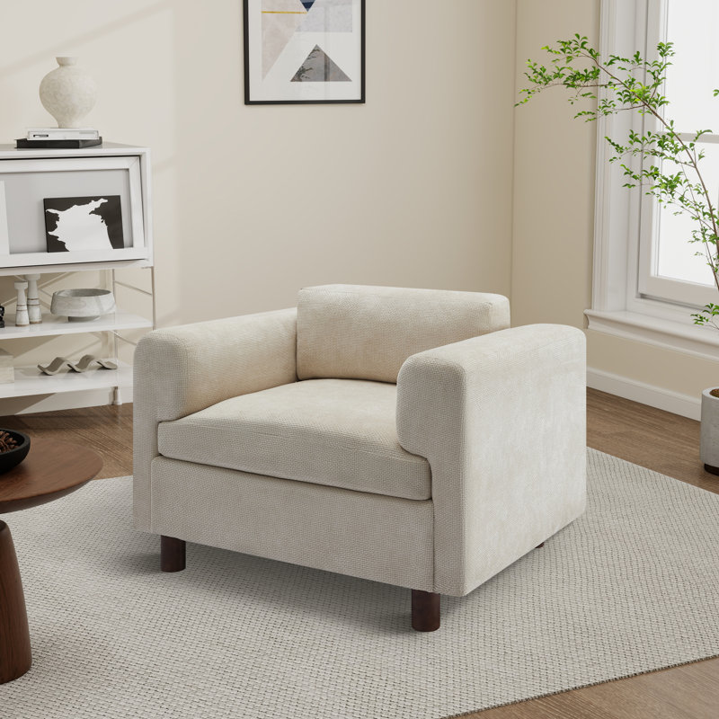 Fauteuil d'appoint rembourré l 45,48 po, Polyester beige