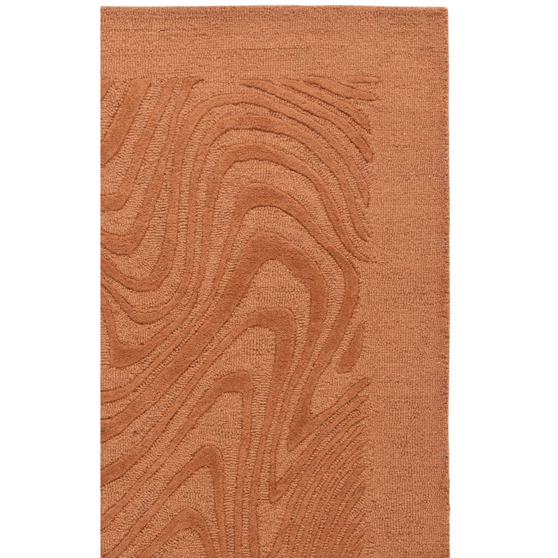Ebony Hand Tufted Wool Pile Abstract Indoor Rug, Rectangle 4' x 6'