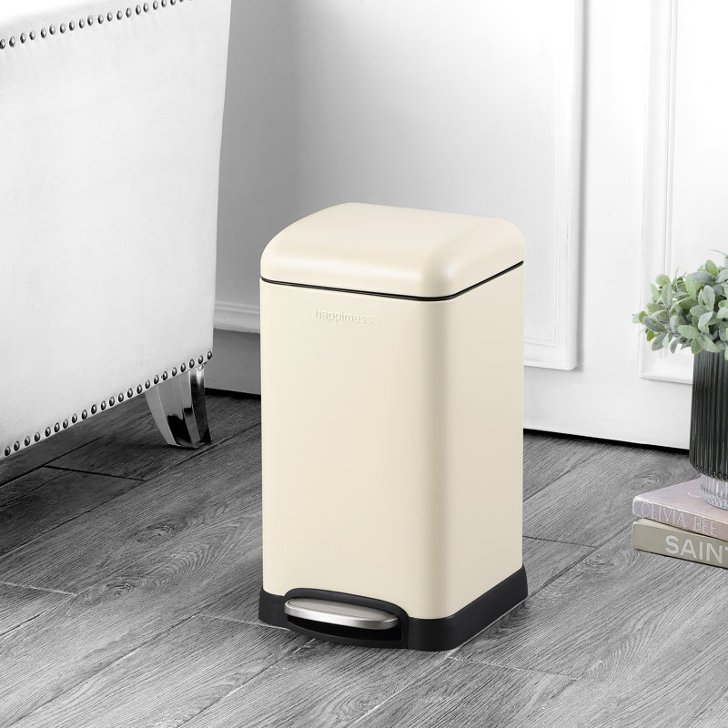 Poubelle à pédale Betty Retro Steel, Beige calcaire, 3,2 gallons
