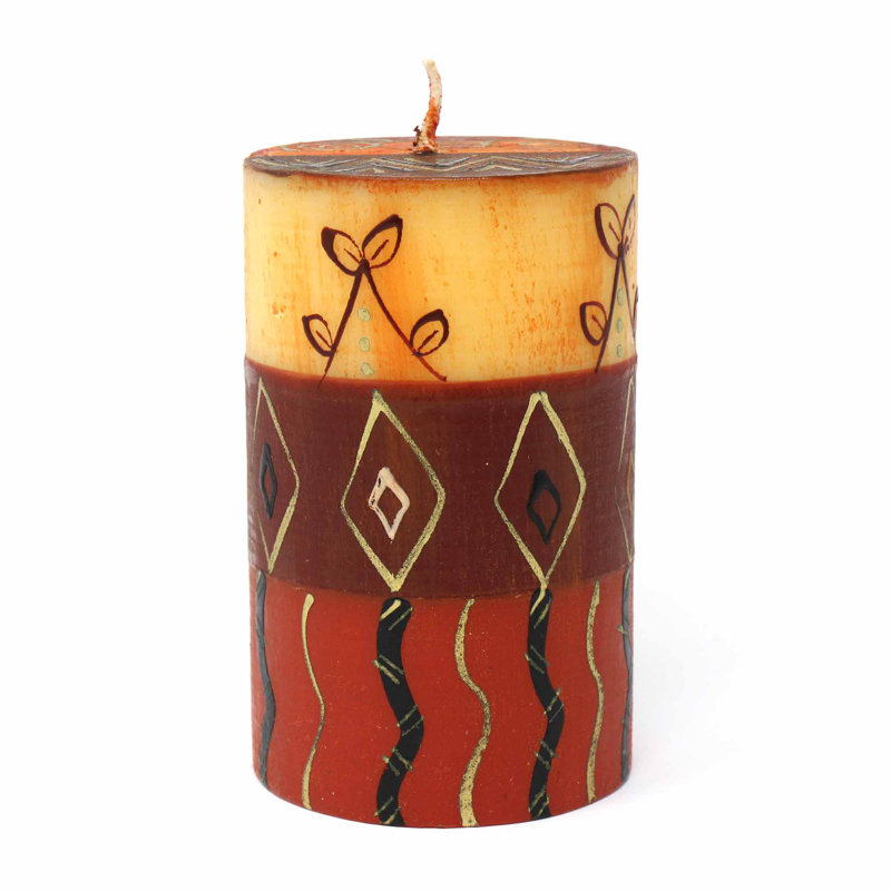 Unscented Pillar Candle, Orange/Brown/Black
