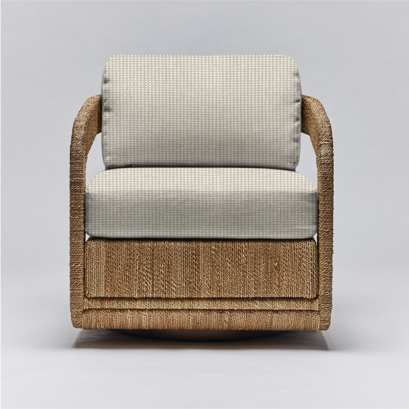 Fauteuil pivotant en cuir 27,5 po Harbour, Ruppie maritime, Tissage crème naturel