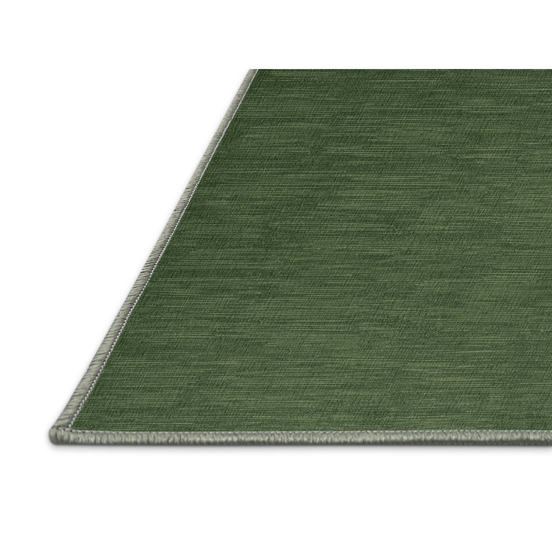 Machine Washable Solid Green Area Rug, Rectangle 2' x 3'