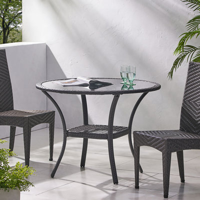 Table bistro avec plateau en verre durable