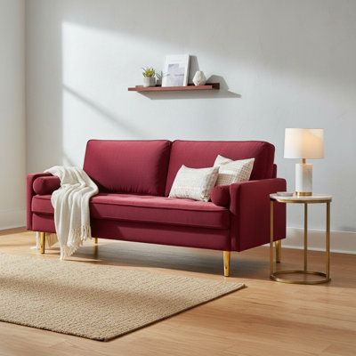 66.92" Modern Velvet Upholstered Square Arm Sofa and Loveseat