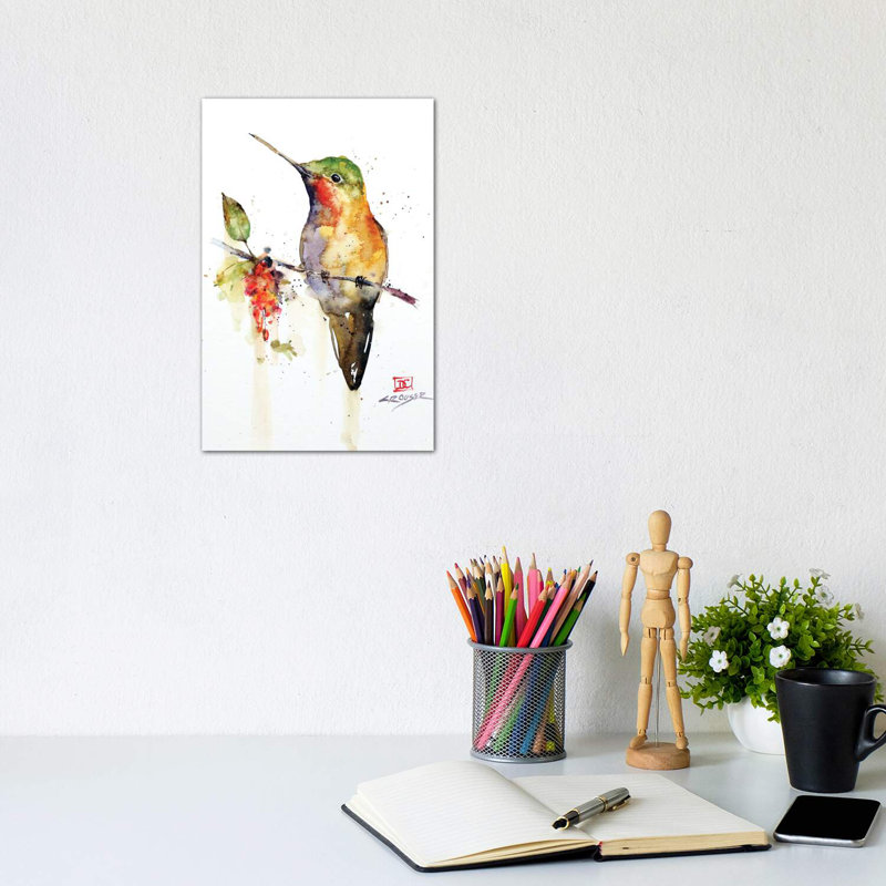 Colibri sur une branche - impression, Toile tendue, H 18 po x l 26 po x P 1,5 po