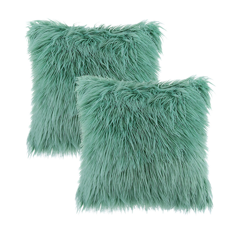 Coussin décoratif long en fausse fourrure, coussin d'appoint moelleux, Blanc cassé, Housse de coussin et insert, Carré 22 po