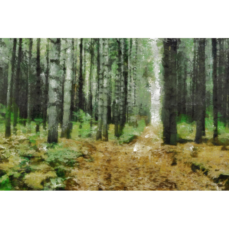 Painted Green Gray Forest Floor 1 Piece Wrapped Canvas Wall Art, 30cm H x 46cm W