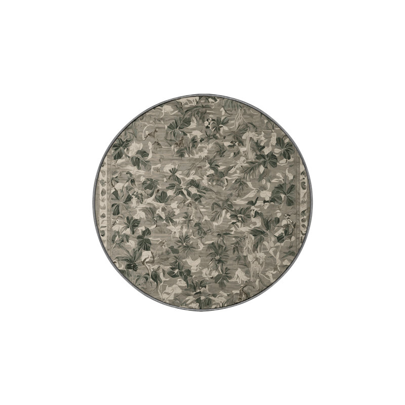 Tapis gris lavable à la machine, Rond 7 pi