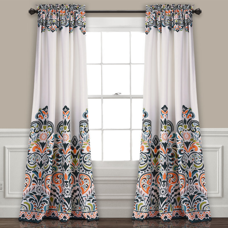 Paire de rideaux obscurcissant avec passe-tringle Damask, Pêche rosée
