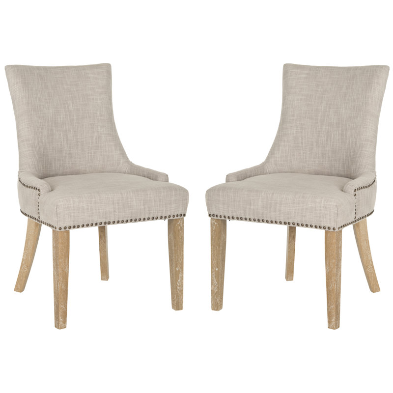 Baumgarten 49.53cm H Upholstered Side Chair, Grey, Light Wood