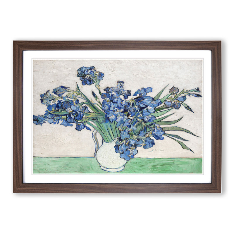 Vase of Irises Vol.1 by Vincent Van Gogh - Picture Frame Painting, 27cm H x 36cm W x 2cm D, Walnut Framed
