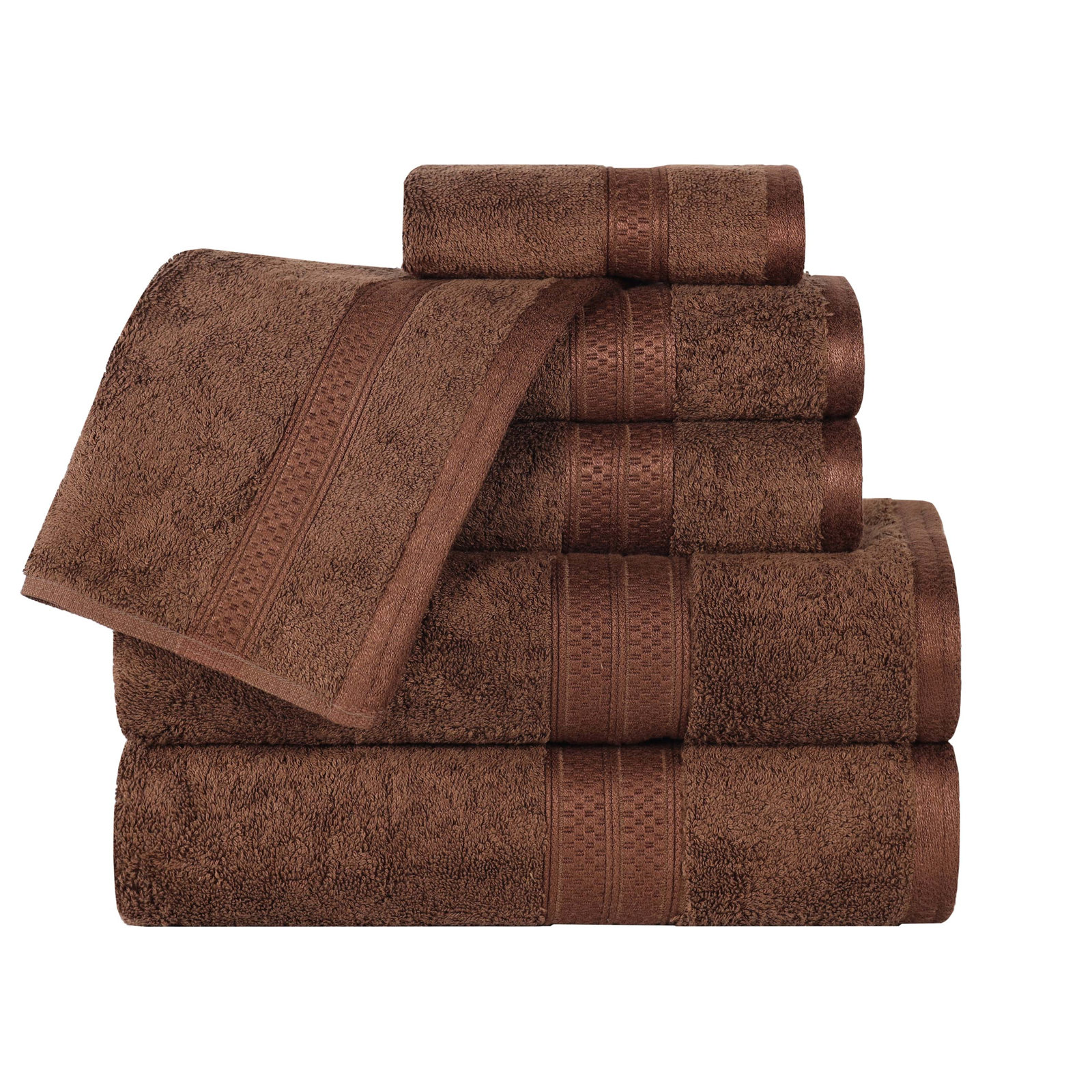 Nolhan Rayon from Bamboo Cotton Blend 6 Piece Towel Set, Cocoa