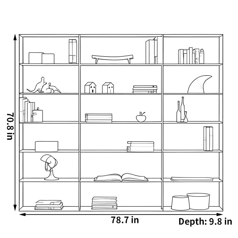 Une bibliothèque pratique et de haute qualité, H 70,8 po x l 78,7 po x P 9,8 po