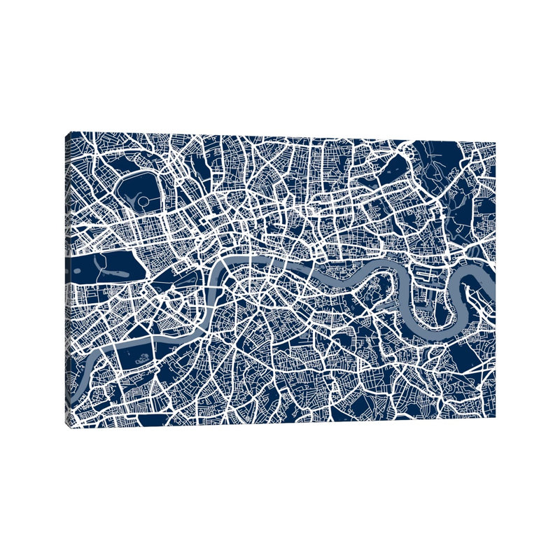 London Map VI by Michael Tompsett - Wrapped Canvas Print, 20.32cm H x 30.48cm W x 1.905cm D