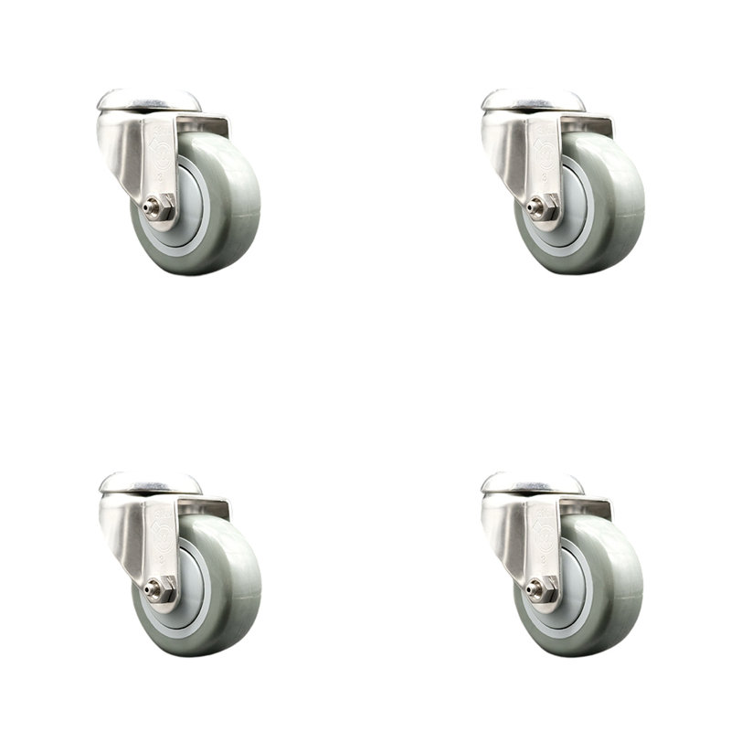 Roulettes pivotantes, gris, H 3 po x l 3 po