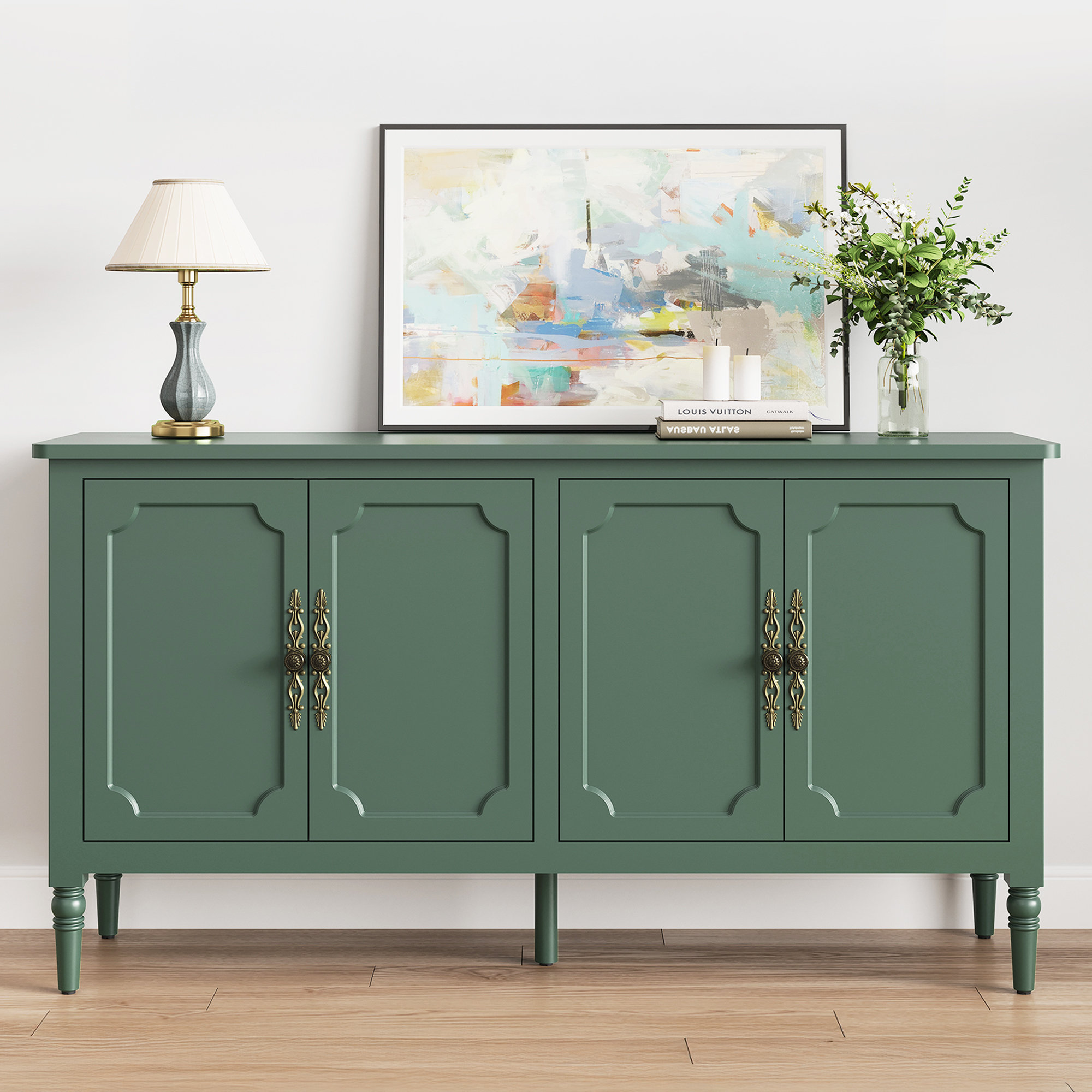 Alcott Hill® Collynns 58" W Sideboard Cabinet with Adjustable Shelves and 4 Doors & Reviews | Wayfair