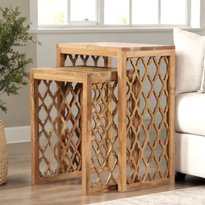 Acacia Wood Two Piece Nesting Tables