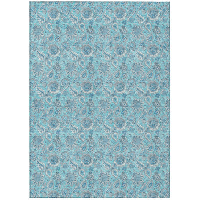 Washable Floral Indoor / Outdoor Rug