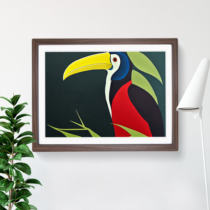 Showstopping Toucan Bird Abstract - Framed Print, Walnut