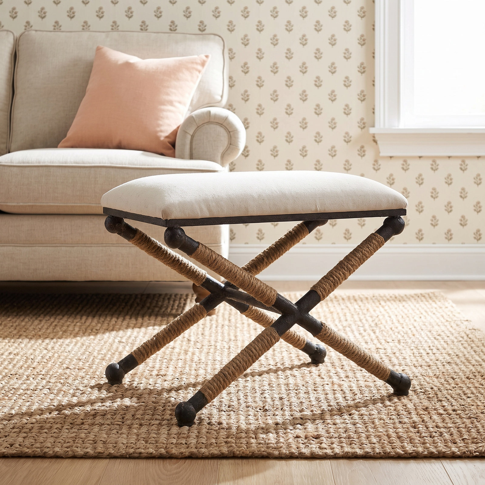 Cherise Utility Stool, Oatmeal Basketweave
