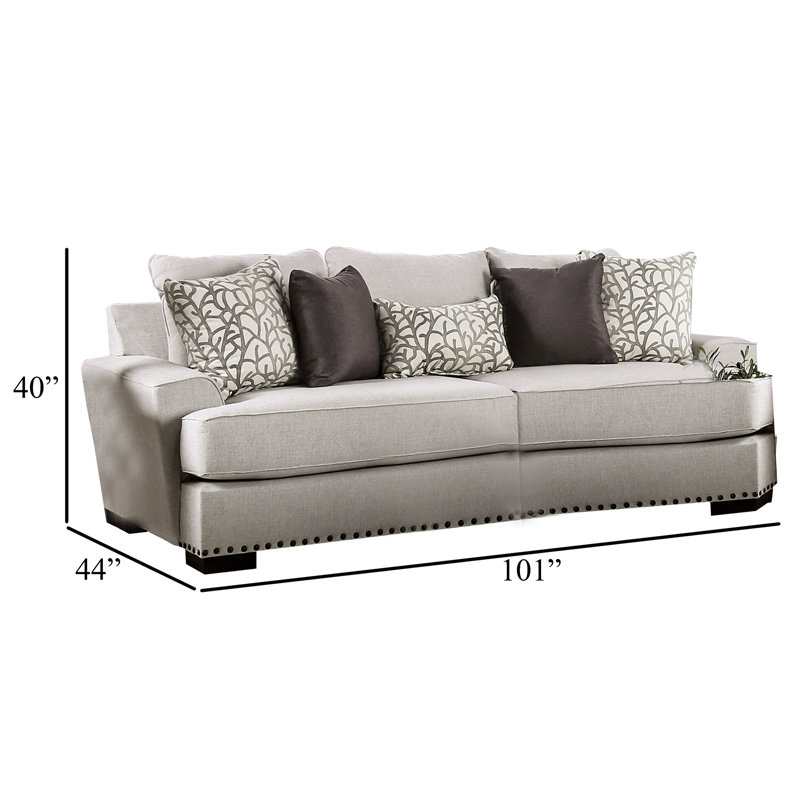 Canapé Coty, 101 pouces gris clair, 5 coussins décoratifs, coussin de siège en forme de T