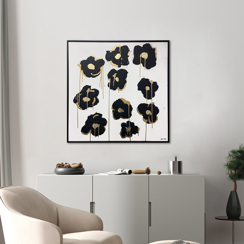 Gilded Camellias, 25" H x 25" W